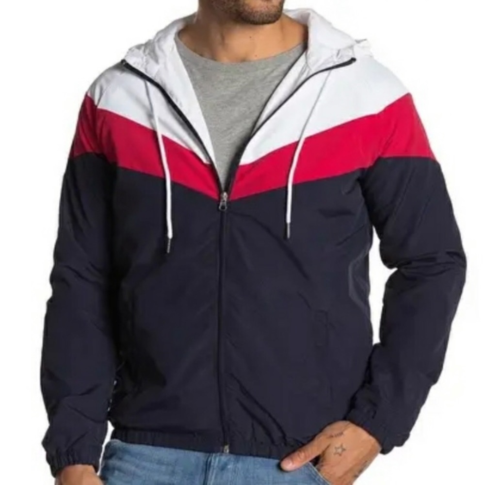 NEW Slate & Stone colorblock hooded windbreaker